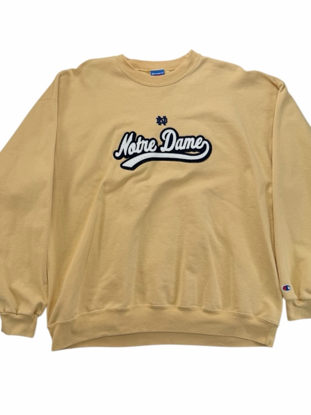 Champion Pale Yellow Notre Dame Crewneck Sweatshirt